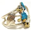 Image 2 : Vintage Old Pawn Zuni Multi-Stone Inlay Donald Duck Sterling Silver Cuff Bracelet