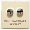 Image 1 : Zuni Multi-Stone Inlay Sun Face Sterling Silver Post Earrings - Dovaria Bookiti