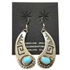Image 1 : Navajo Turquoise Sterling Silver French Hook Earrings - Running Bear