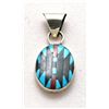 Image 1 : Zuni Multi-Stone Inlay Sterling Silver Pendant - Charlotte Dishta