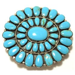 Navajo Turquoise Sterling Silver Buckle - Juliana Williams