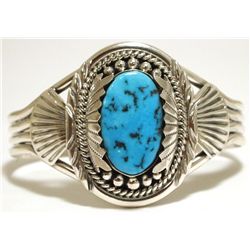 Navajo Sleeping Beauty Turquoise Sterling Silver Cuff Bracelet - Mary Ann Spencer