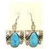 Image 1 : Zuni Turquoise Sterling Silver French Hook Earrings - Loyolita Othole