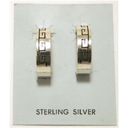 Navajo Sterling Silver Snake Line Half-Ring Post Earrings - Scott Skeets