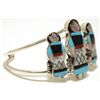 Image 2 : Zuni Multi-Stone Inlay Blue Maiden Sterling Silver Cuff Bracelet - Joyce Waseta
