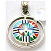 Image 2 : Zuni Multi-Stone Spinner Rainbow Kachina & Sun Small Pendant - Pete Natachu