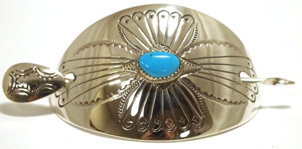 Navajo Turquoise Sterling Silver Hair Barrette Joann Silver