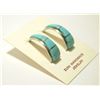 Image 2 : Zuni Turquoise Inlay Sterling Silver Curved Post Earrings - C.S. Lonjose