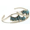 Image 2 : Zuni Turquoise Needlepoint Sterling Silver Curved Cuff Bracelet - Lorna Mahkee