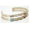 Image 2 : Navajo Multi-Stone Sterling Silver Cuff Bracelet - Ernest & Vivian Bewanika