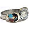 Image 2 : Zuni Multi-Stone Sunface Sterling Silver Men's Watch w/Spinner - Don Dewa