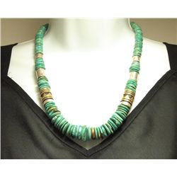 Navajo Turquoise & 12k Gold Fill over Sterling Silver Beads Necklace - Tommy Singer