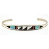 Image 1 : Zuni Multi-Stone Inlay Sterling Silver Cuff Bracelet - Cena Weebothee