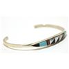 Image 2 : Zuni Multi-Stone Inlay Sterling Silver Cuff Bracelet - Cena Weebothee