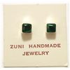 Image 1 : Zuni Malachite Sterling Silver Square Post Earrings - Wiston Kalestewa