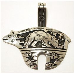 Navajo Sterling Silver Bear Pendant - Richard Singer