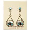 Image 1 : Zuni Multi-Stone Inlay Sterling Silver Butterfly Post Earrings - Beatrice Lateyice