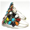 Image 2 : Navajo Multi-Stone Cluster Sterling Silver Cuff Bracelet - Juliana Williams