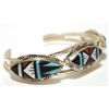 Image 2 : Zuni Multi-Stone Inlay Sterling Silver Cuff Bracelet - Leslie Lamy