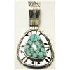 Image 1 : Navajo Spider Web Kingman Turquoise Sterling Silver Pendant - Eugene Belone