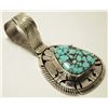 Image 2 : Navajo Spider Web Kingman Turquoise Sterling Silver Pendant - Eugene Belone