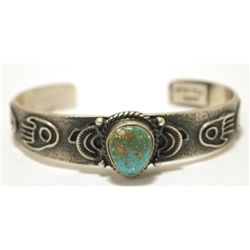 Old Pawn Navajo Royston Turquoise Sterling Silver Cuff Bracelet - Kirk Smith