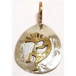 Navajo 12k Gold Fill Kokopelli Sterling Silver Pendant - George Jones