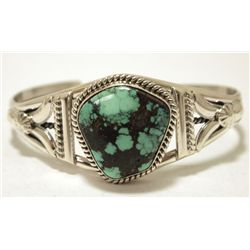 Navajo Spider Web Turquoise Sterling Silver Cuff Bracelet - Mary Ann Spencer