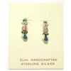 Image 1 : Zuni Multi-Opal Sterling Silver Small Half-Ring Post Earrings - Bryce Vacit