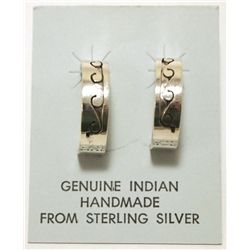 Navajo Sterling Silver Water Line Half-Ring Post Earrings - Scott Skeets