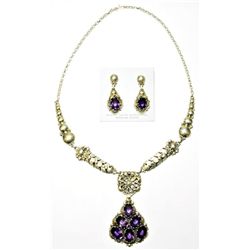 Navajo Amethyst Necklace & Earrings Set - Clem Nalwood