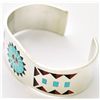 Image 2 : Zuni Multi-Stone Inlay Sun Design Sterling Silver Cuff Bracelet - Fred & Lolita Natachu