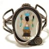 Image 1 : Vintage Old Pawn Zuni Multi-Stone Inlay Apache Dancer Sterling Silver Cuff Bracelet - KY Bill