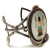 Image 2 : Vintage Old Pawn Zuni Multi-Stone Inlay Apache Dancer Sterling Silver Cuff Bracelet - KY Bill