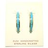 Image 1 : Zuni Turquoise Inlay Sterling Silver Half-Ring Post Earrings - Antonio Duran