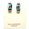 Image 1 : Zuni Multi-Stone Inlay Sterling Silver Half-Ring Post Earrings - Erma Eustace