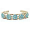 Image 1 : Zuni Turquoise Inlay Flowers Sterling Silver Cuff Bracelet - Benina Kalestewa