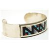 Image 2 : Zuni Multi-Stone Inlay Sterling Silver Cuff Bracelet - Leander & Lisa Otholi