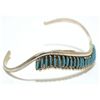 Image 2 : Zuni Turquoise Needlepoint Sterling Silver Curved Cuff Bracelet - Lorna Mahkee