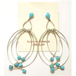 Zuni Turquoise Sterling Silver Post Earrings - Farrah Larue