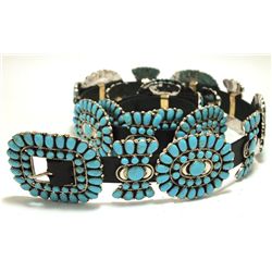 Navajo Turquoise Sterling Silver Concho Belt - Juliana Williams