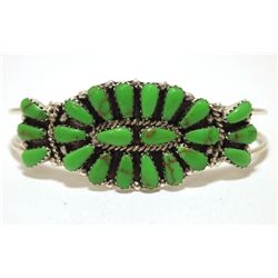 Navajo Green Turquoise Sterling Silver Cuff Bracelet - Renee Williams