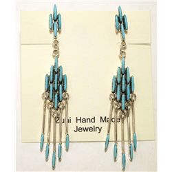 Zuni Turquoise Needlepoint Sterling Silver Post Earrings - Tyler Lastiyano