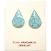 Image 1 : Zuni Turquoise Inlay Sterling Silver Post Earrings - Orena Leekya