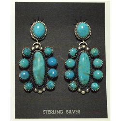 Navajo Turquoise Sterling Silver Post Earrings - Albert James Brown