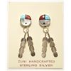 Image 1 : Zuni Multi-Stone Inlay Sun Face Sterling Silver Post Earrings - Kimberly Kaamasee