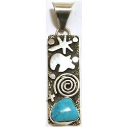 Navajo Turquoise Sterling Silver Pendant - Alex Sanchez