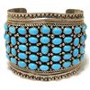 Image 1 : Old Pawn Navajo Kingman Turquoise Cluster Sterling Silver Cuff Bracelet - LJ