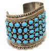 Image 2 : Old Pawn Navajo Kingman Turquoise Cluster Sterling Silver Cuff Bracelet - LJ