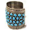 Image 3 : Old Pawn Navajo Kingman Turquoise Cluster Sterling Silver Cuff Bracelet - LJ